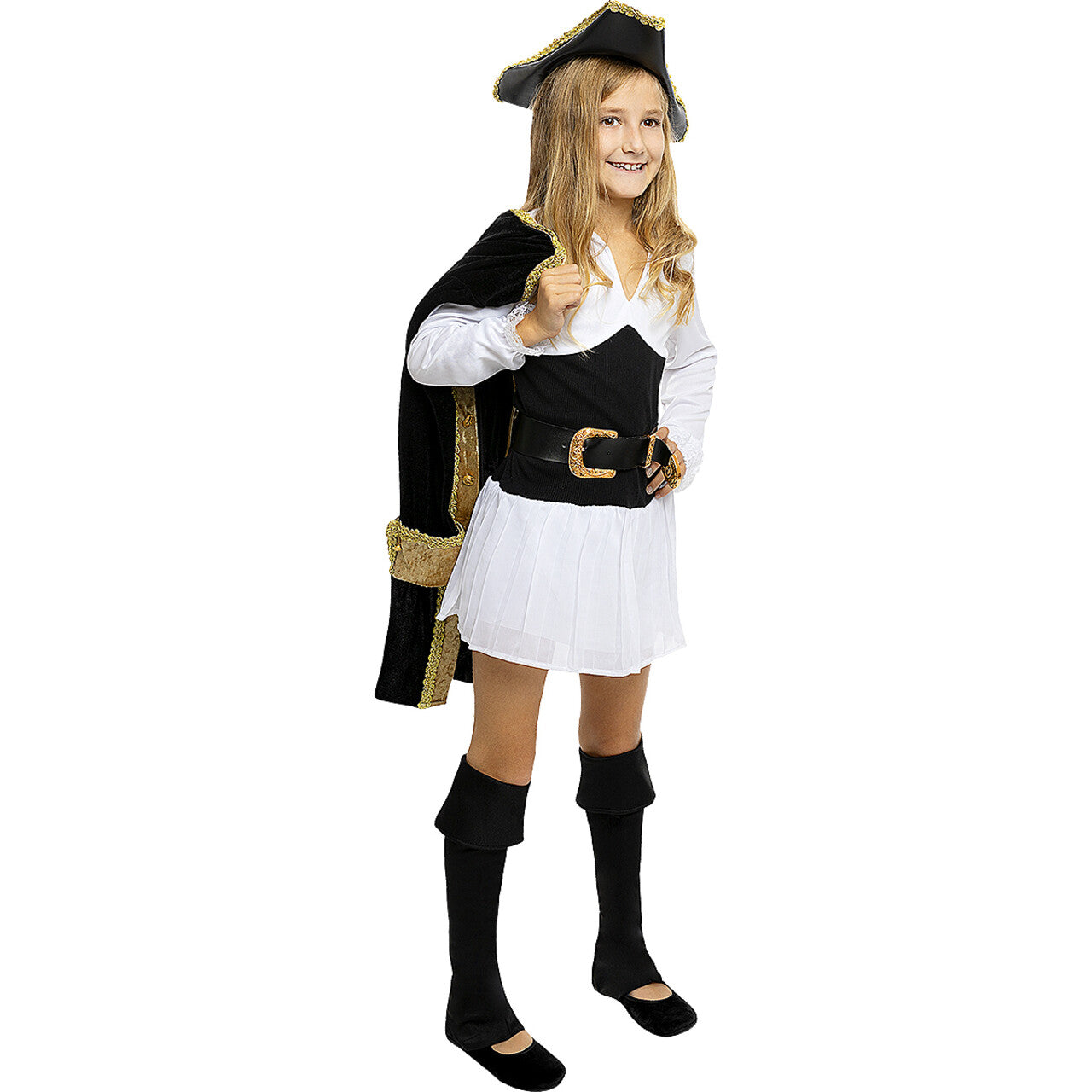 Op deze afbeelding zie je een Kostuums, van het merk Funidelia. Deluxe Koloniale Pip Piraat Meisje Kostuum