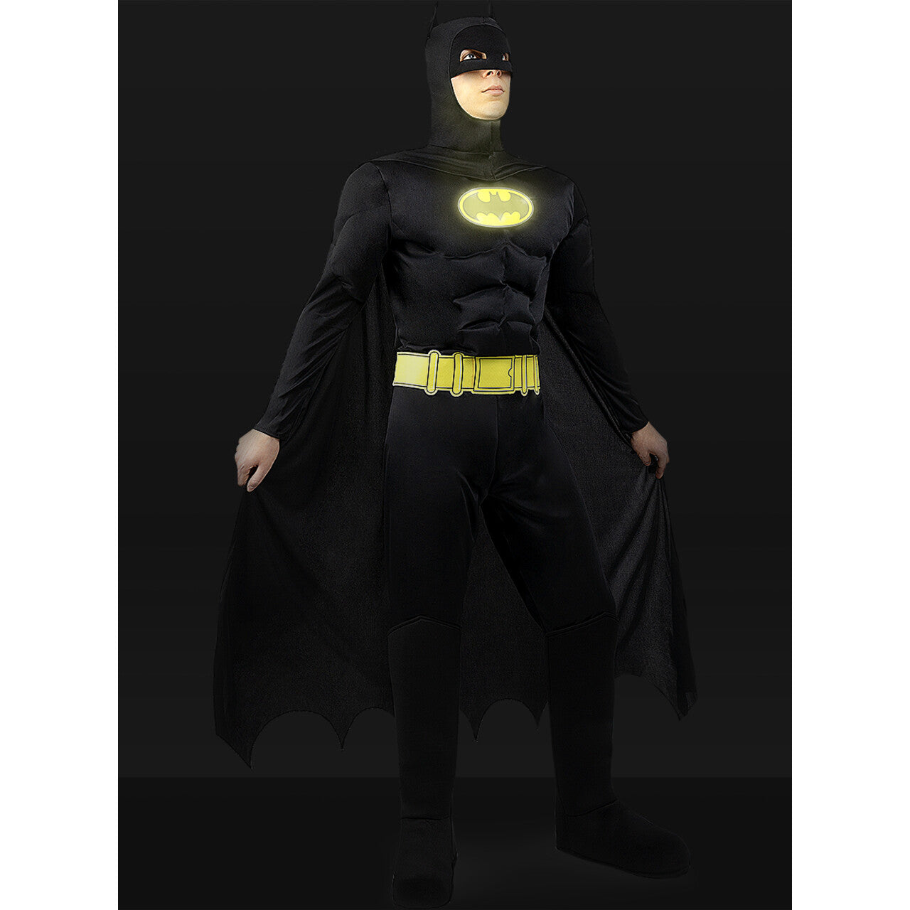 Op deze afbeelding zie je een Kostuums, van het merk Funidelia. Comicbook Batman Met Lichtgevend Logo Kostuum
