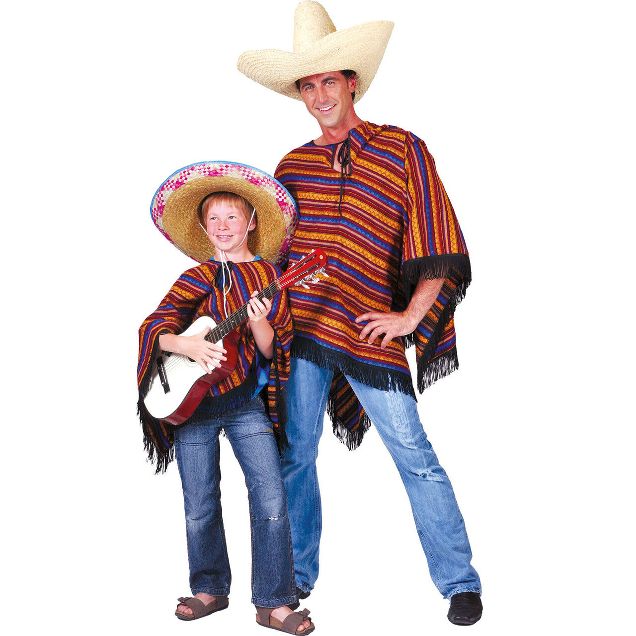 Op deze afbeelding zie je een Kostuums, van het merk Funny Fashion. Hola Gringo Poncho Kind Kind Kostuum