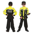 Neongelbe Polizeikinderkostüm Schwarz Kostüm für Jungen