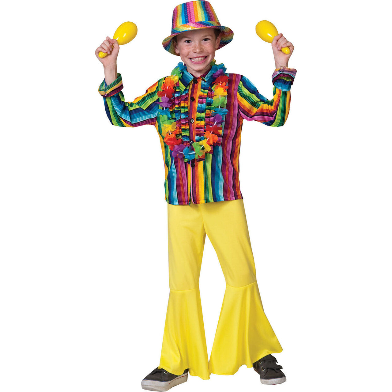 Op deze afbeelding zie je een Kostuums, van het merk Funny Fashion. Ibiza Hippie Shirt Jongen