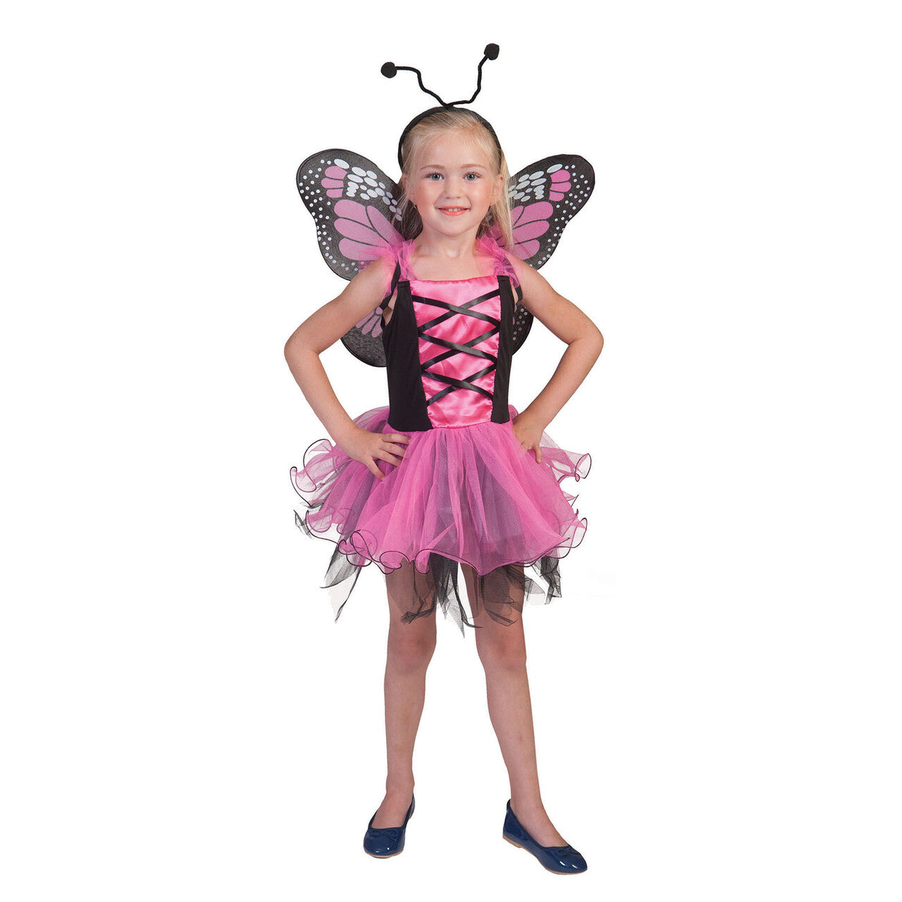 Op deze afbeelding zie je een Kostuums, van het merk Funny Fashion. Roze Vlinder Villeintje Meisje Kostuum