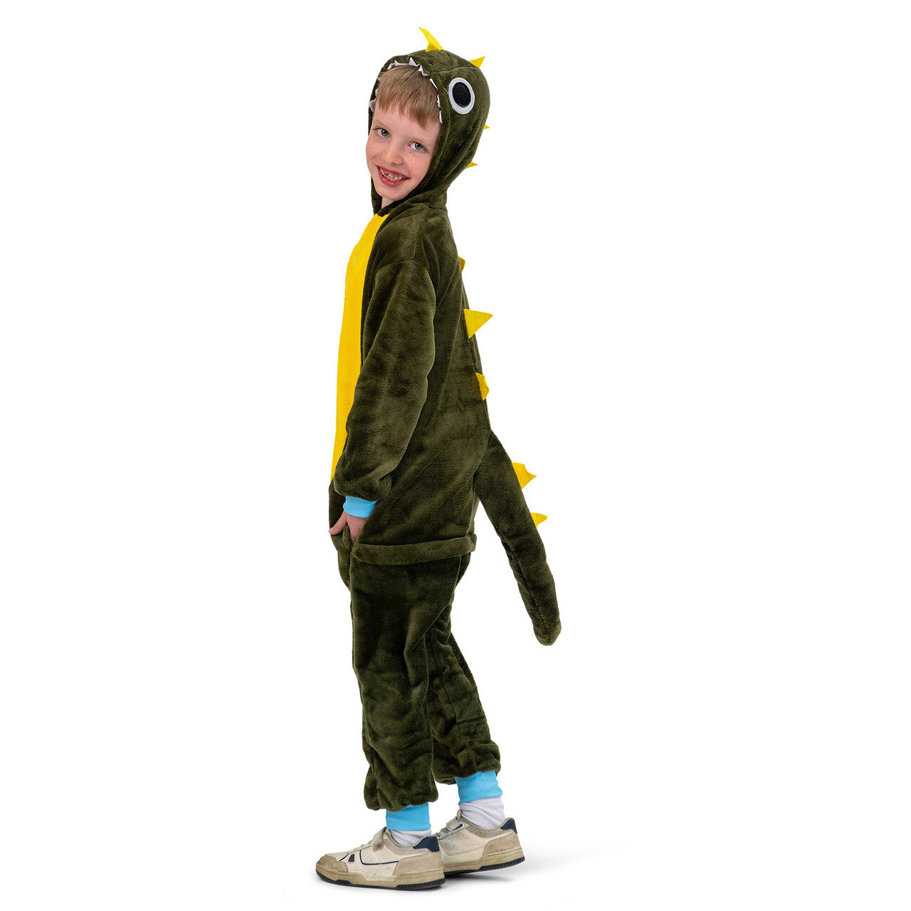 Op deze afbeelding zie je een Kostuums, van het merk Funny Fashion. Dino Donnie Kind Kostuum