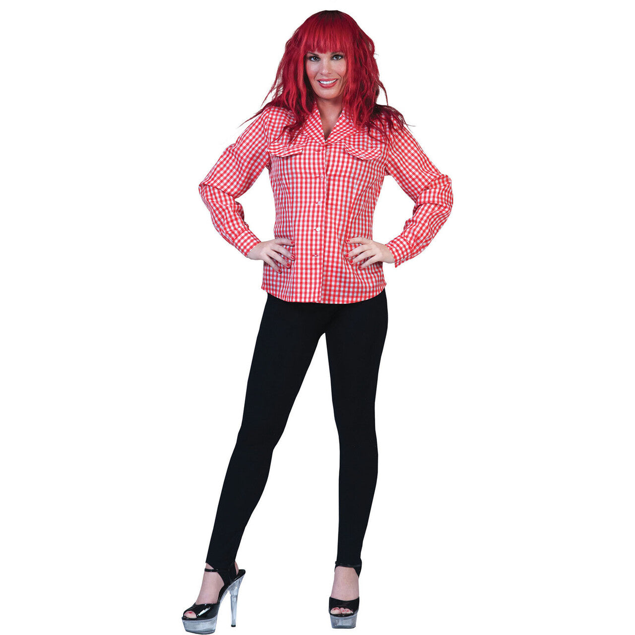 Op deze afbeelding zie je een Kostuums, van het merk Funny Fashion. Rood-Wit Tiroler Hemd Vrouw