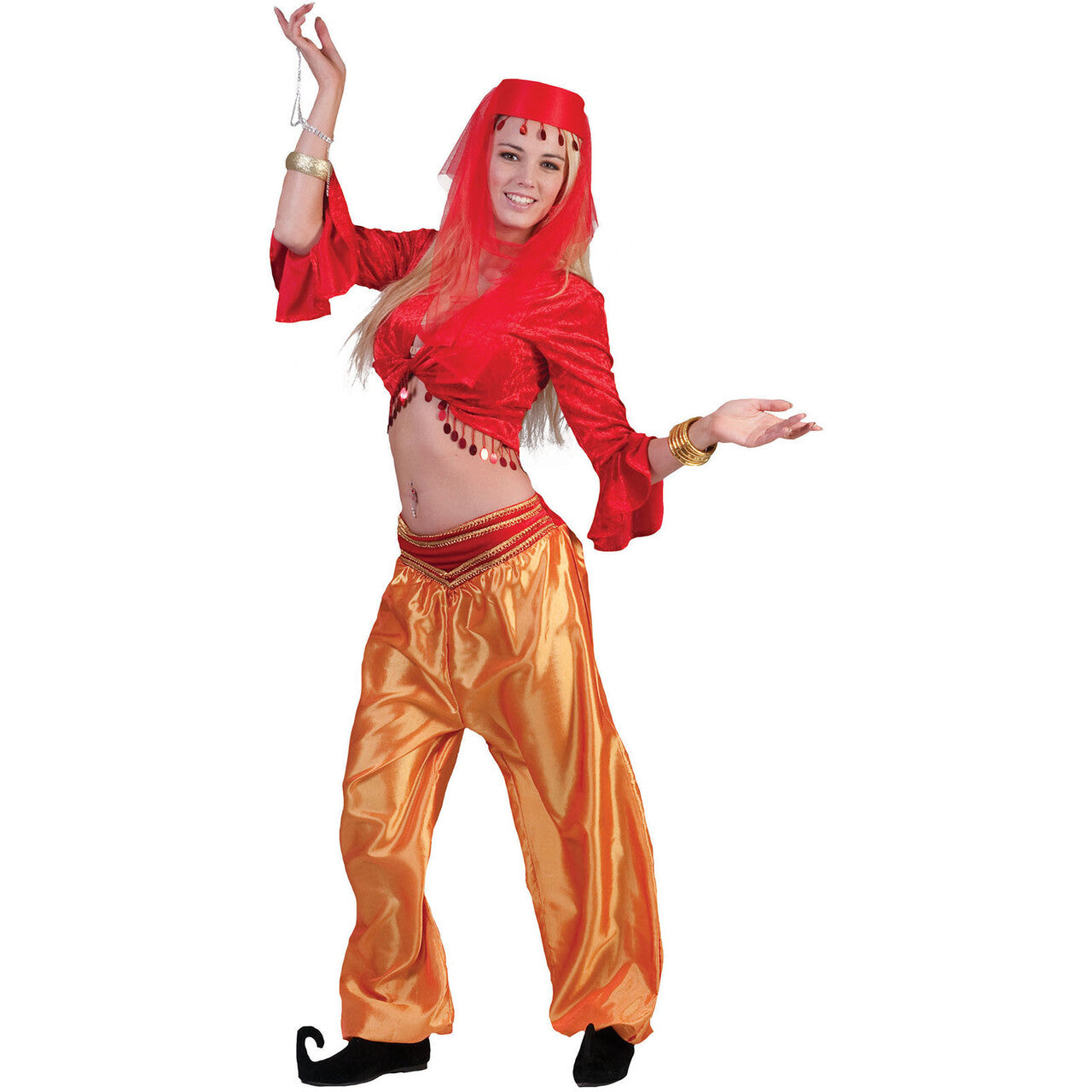 Op deze afbeelding zie je een Kostuums, van het merk Funny Fashion. Gouden Oosterse Broek Vrouw