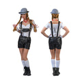 Schwarzer Leder -Look Tirolische Shorts Damenkostüm