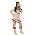Beige Kurzes Sexy Indisches Kleid Sioux Sonnenaufgang Damen