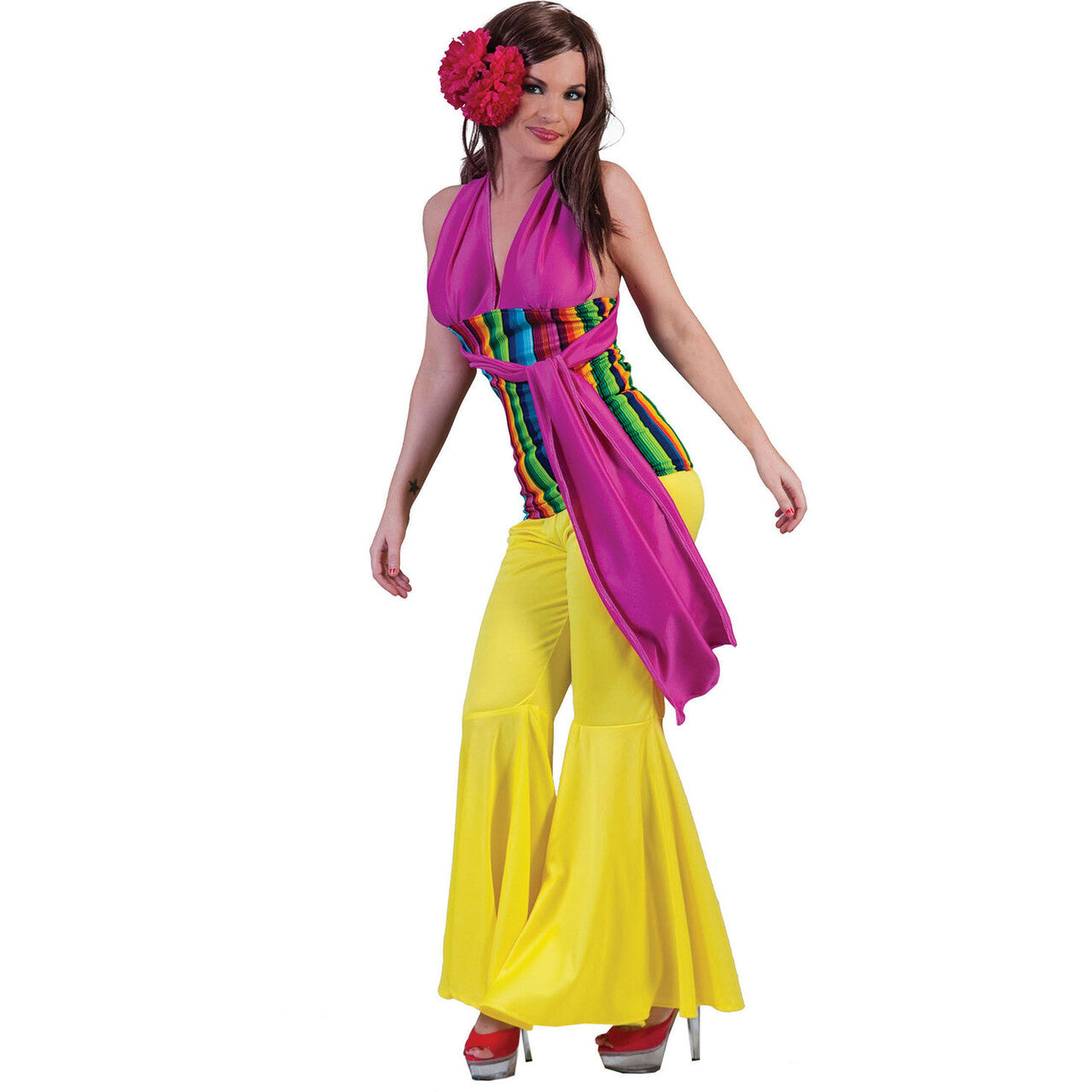 Op deze afbeelding zie je een Kostuums, van het merk Funny Fashion. Ibiza Hippie Halter Topje Vrouw