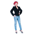 Fuzzy Jacke Schwarz Damen