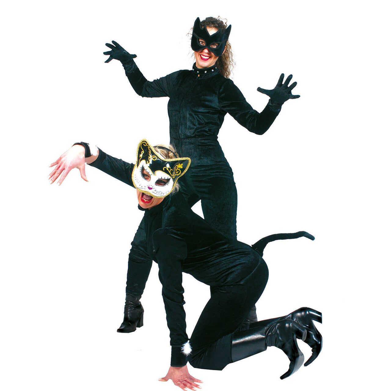 Op deze afbeelding zie je een Kostuums, van het merk Funny Fashion. Mysterieuze Zwarte Kat Vrouw Kostuum