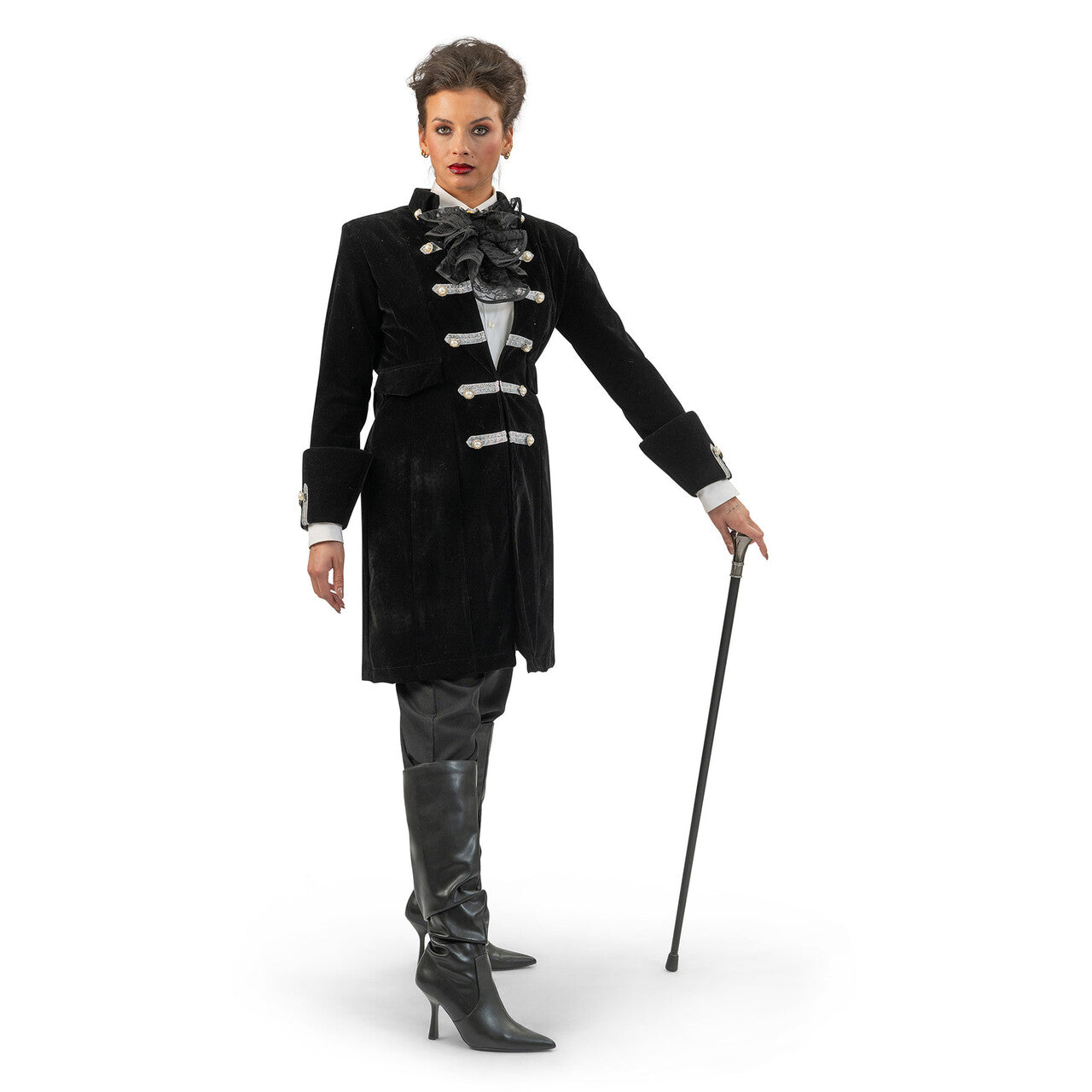 Op deze afbeelding zie je een Kostuums, van het merk Funny Fashion. Barok Jas Carla Zwart Vrouw