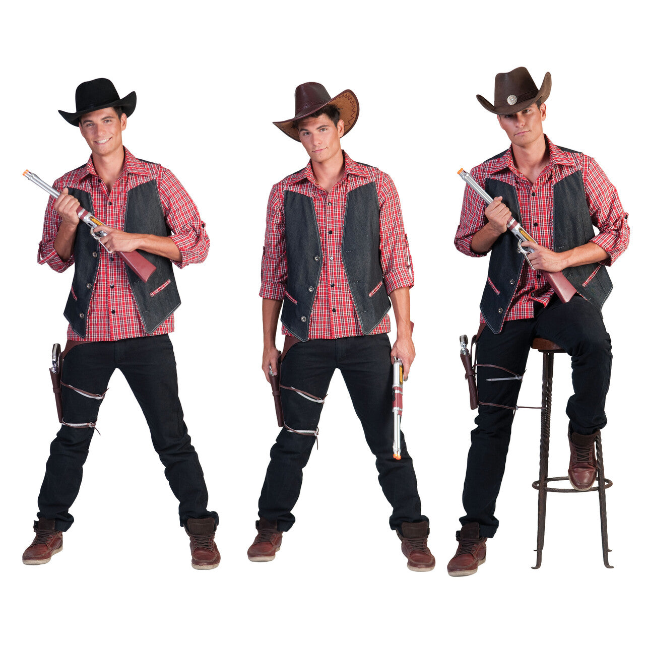 Op deze afbeelding zie je een Kostuums, van het merk Funny Fashion. Ranger Cowboy Man