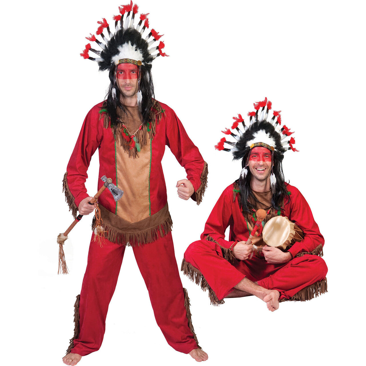 Op deze afbeelding zie je een Kostuums, van het merk Funny Fashion. Red Hawk Man Kostuum