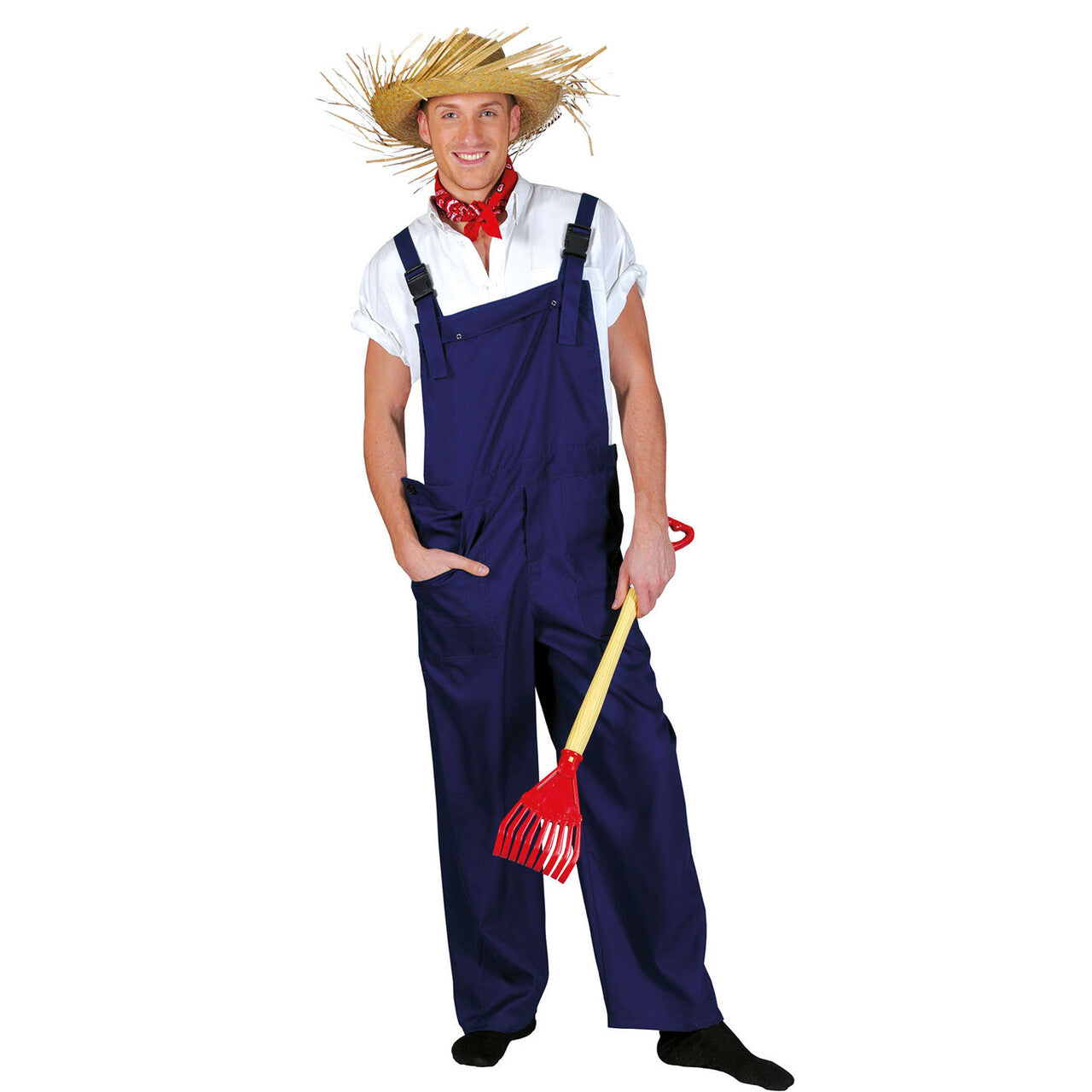 Op deze afbeelding zie je een Kostuums, van het merk Funny Fashion. Bib Overalls Boeren Tuinbroek Blauw Kostuum