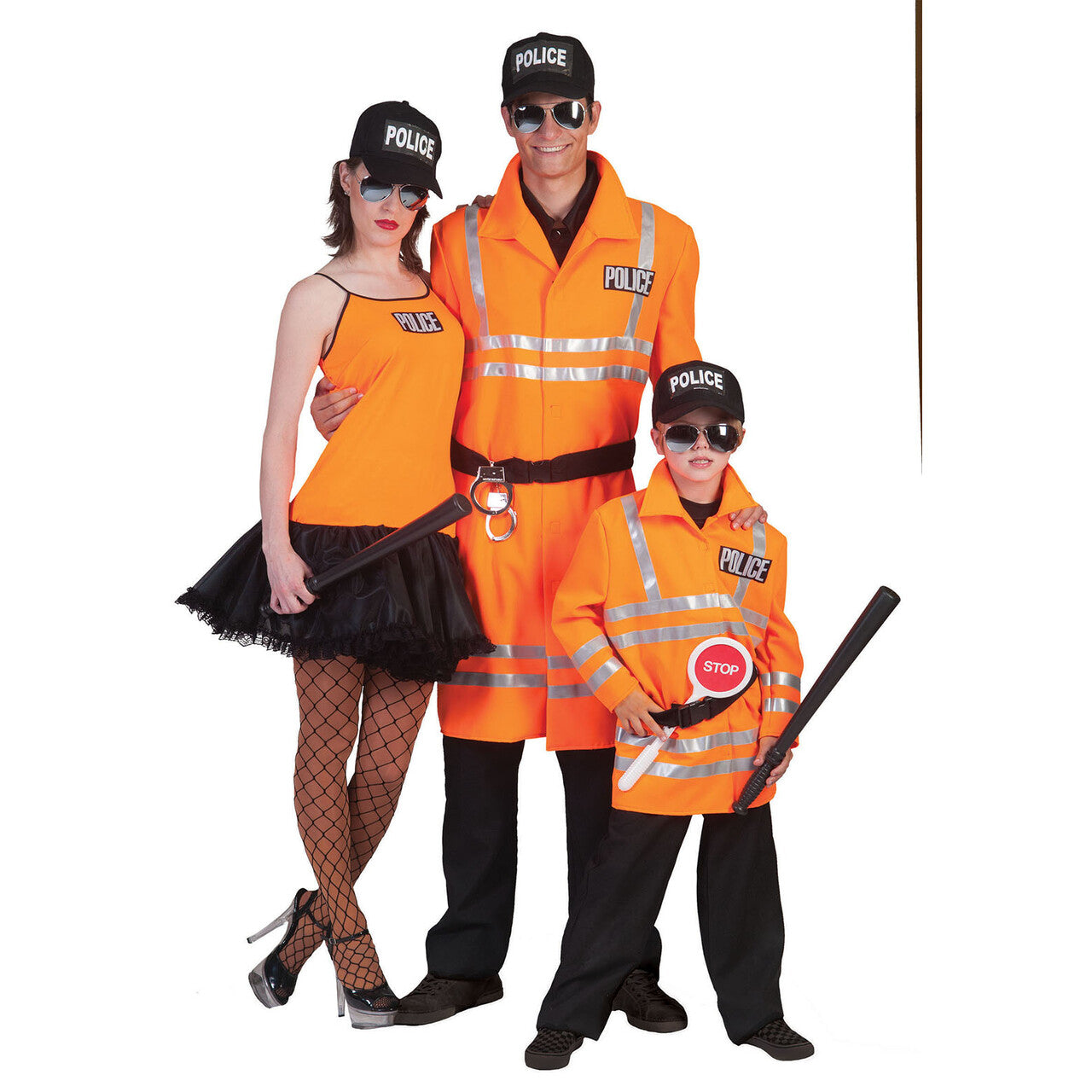 Op deze afbeelding zie je een Kostuums, van het merk Funny Fashion. Neon Oranje Politie Man Kostuum