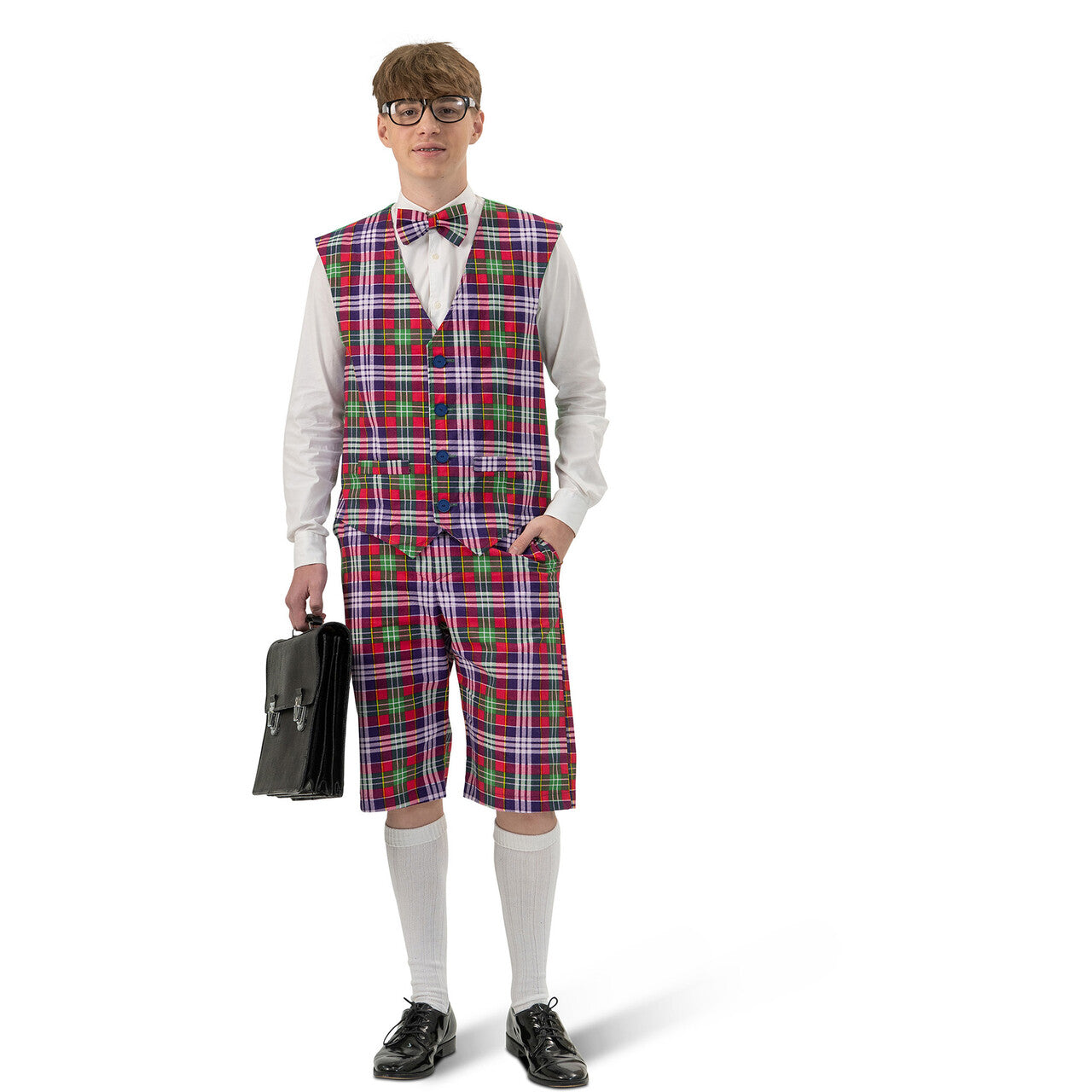 Op deze afbeelding zie je een Kostuums, van het merk Funny Fashion. Ontzettende Slimme Nerd Nigel Man Kostuum