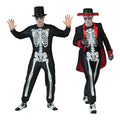 Muertos Mexikaner Mit Schwarz -Weiß -Knochen Druck Herrenkostüm