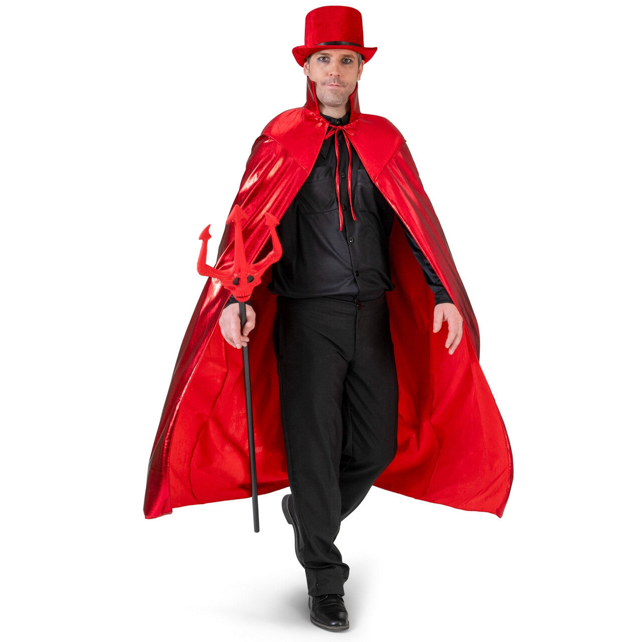 Op deze afbeelding zie je een Kostuums, van het merk Funny Fashion. Duivelse Cape Metallic Rood