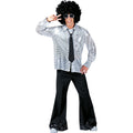 Silberne Pailletten-Glitzerhemd Herren