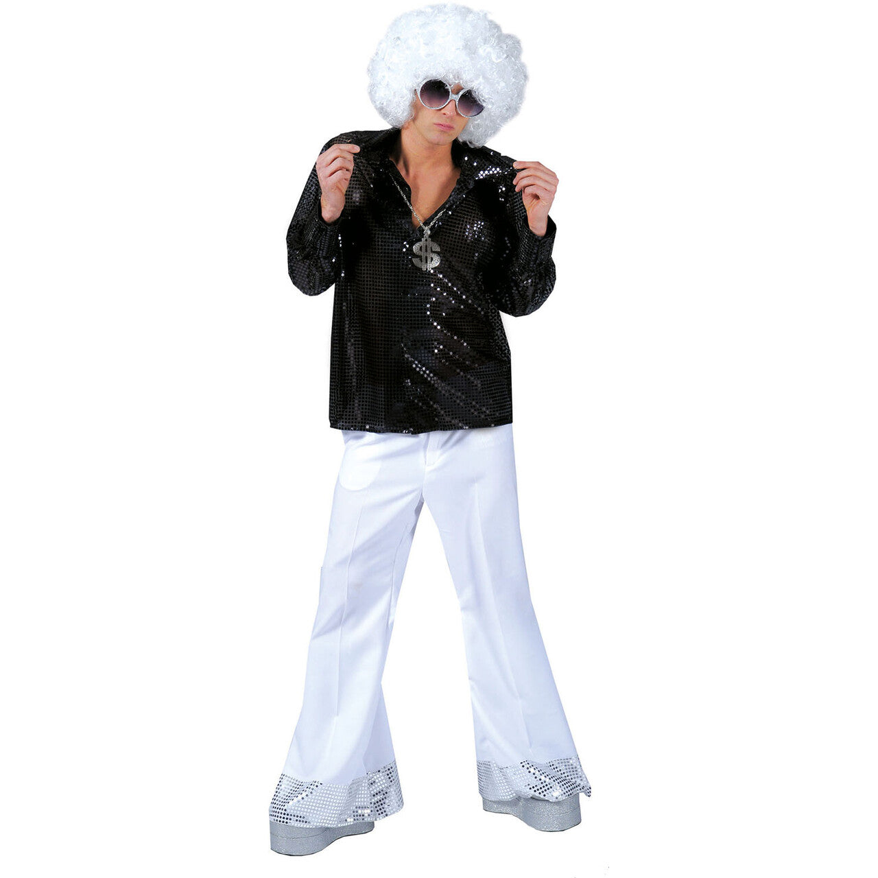 Op deze afbeelding zie je een Kostuums, van het merk Funny Fashion. Disco Dancer Broek Wit Man