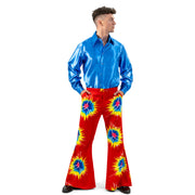 Op deze afbeelding zie je een Kostuums, van het merk Funny Fashion. Rode Wijde Hippie Broek Flash Man