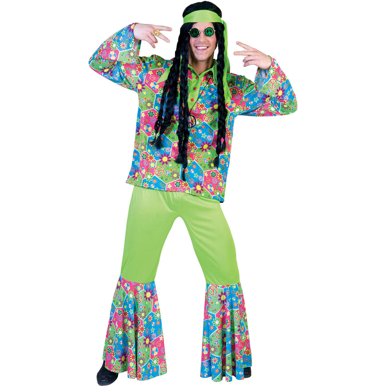 Op deze afbeelding zie je een Kostuums, van het merk Funny Fashion. Flower Funk Hippie Man Kostuum