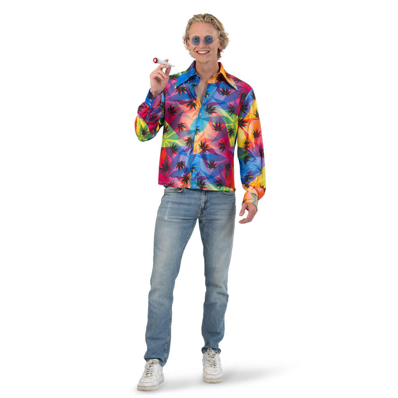 Op deze afbeelding zie je een Kostuums, van het merk Funny Fashion. Hippie High On Weed Shirt Man
