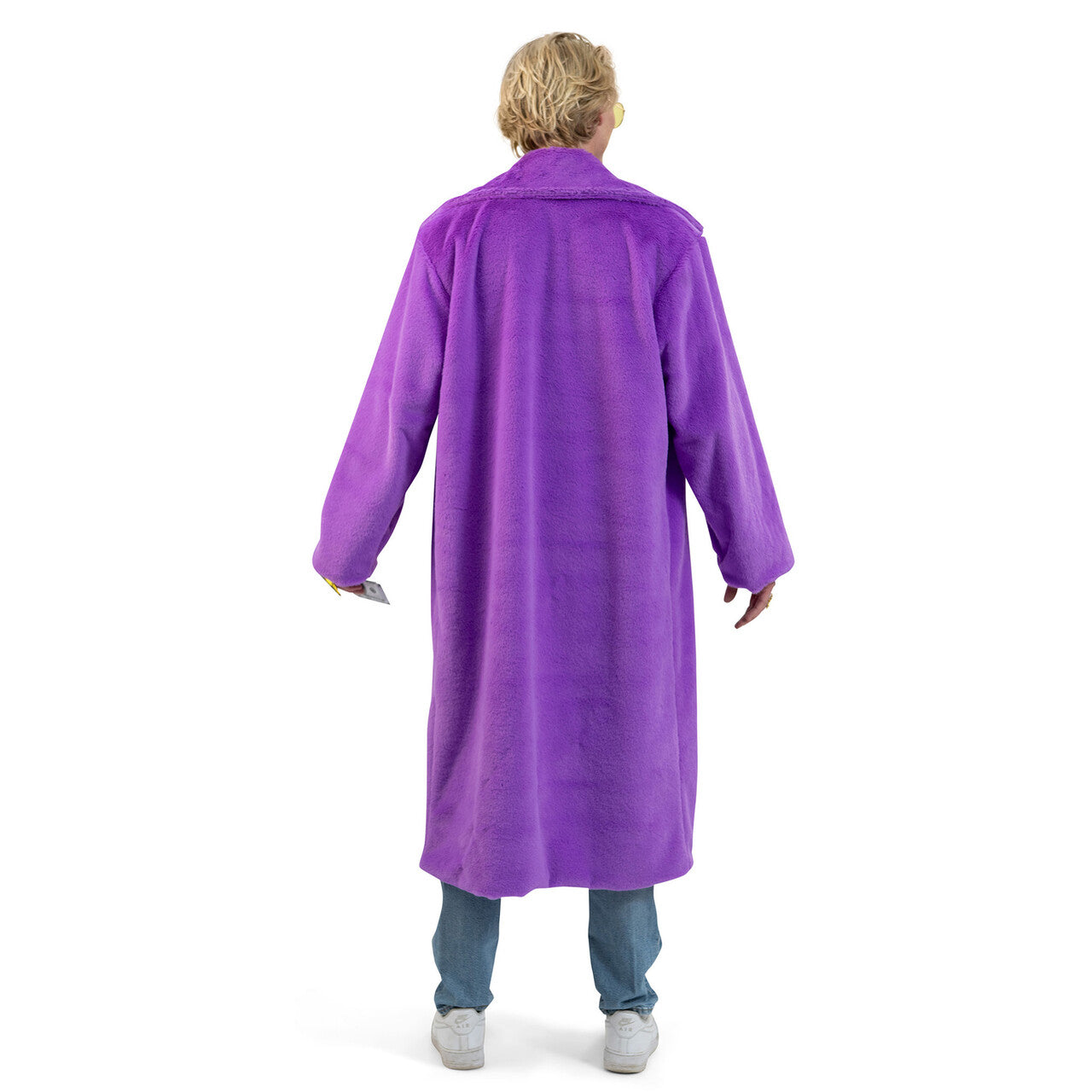 Op deze afbeelding zie je een Kostuums, van het merk Funny Fashion. Paarse Lange Fluffy Jas Mr Pimp Man
