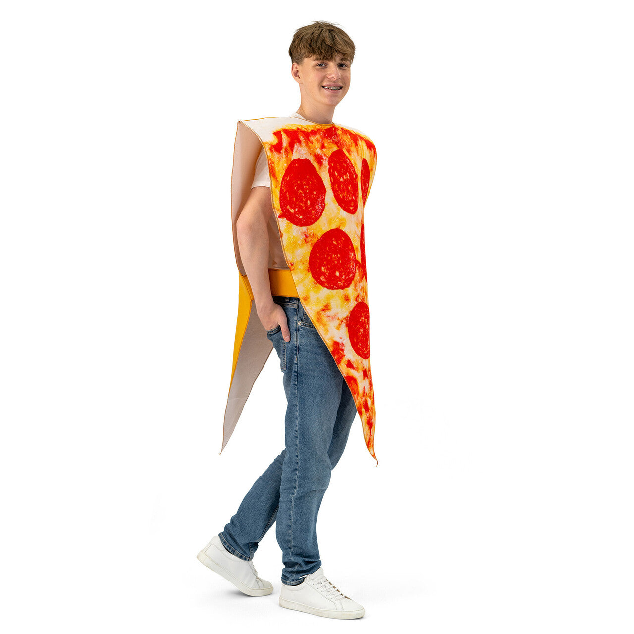 Op deze afbeelding zie je een Kostuums, van het merk Funny Fashion. Lekker Stukje Pizza Kostuum