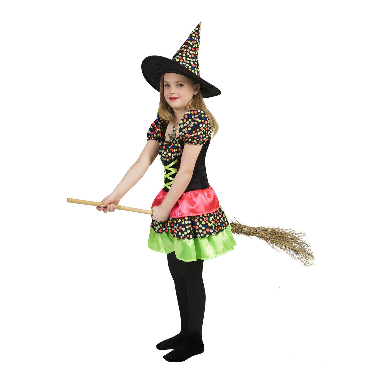 Op deze afbeelding zie je een Kostuums, van het merk Funny Fashion. Multicolor Heks Abastia Meisje Kostuum