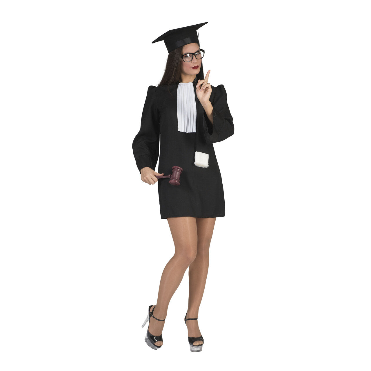 Op deze afbeelding zie je een Kostuums, van het merk Funny Fashion. Zwarte Strenge Rechter Punisha Jurk Vrouw