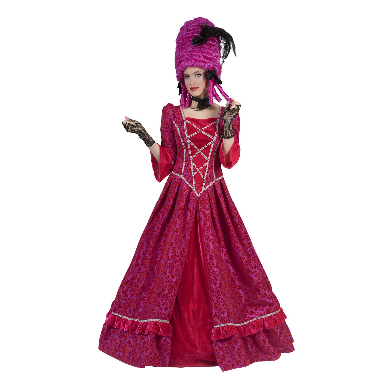Op deze afbeelding zie je een Kostuums, van het merk Funny Fashion. Roze Barok Beauty Vrouw Kostuum