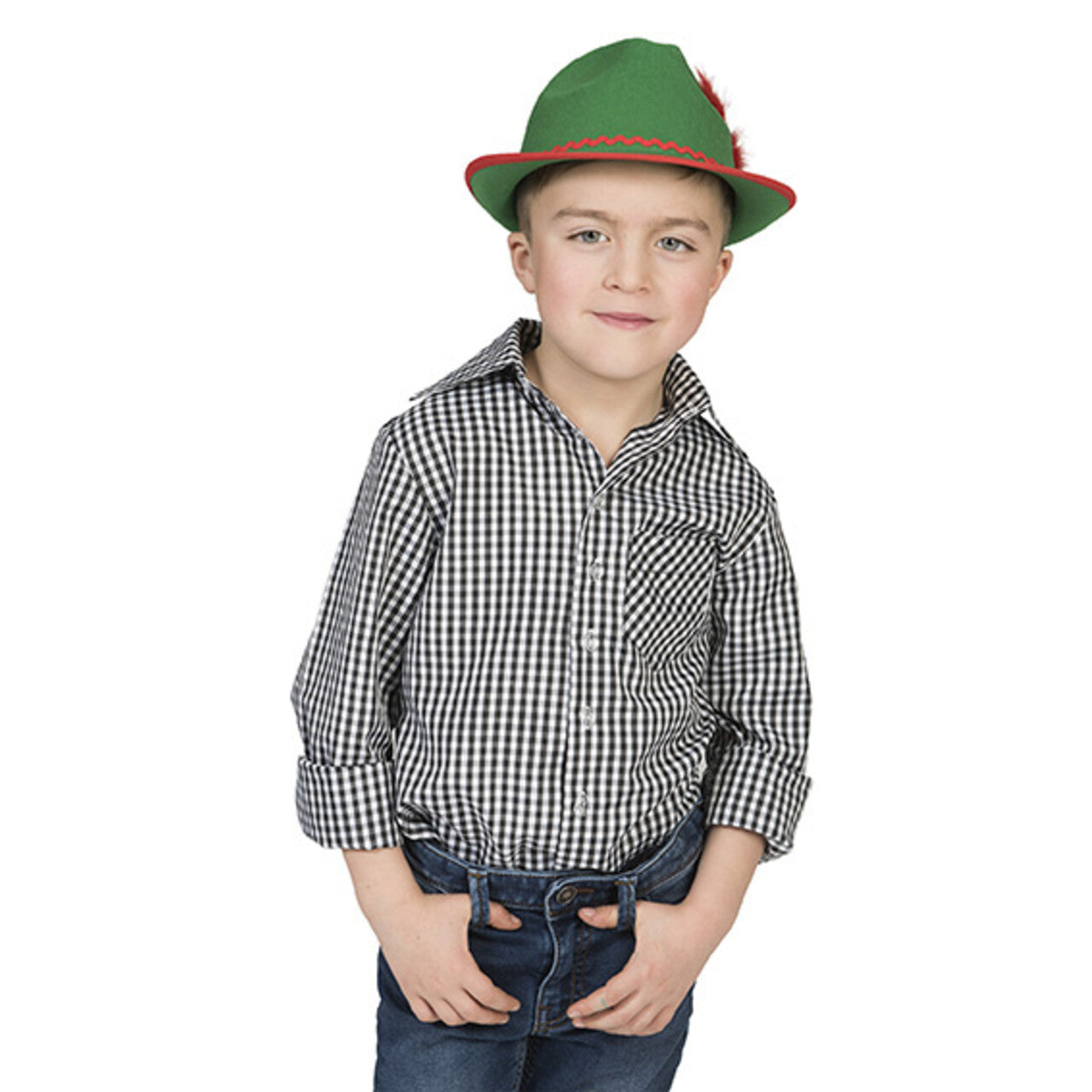 Op deze afbeelding zie je een Kostuums, van het merk Funny Fashion. Zwart Wit Geblokt Ruitjes Shirt Heinrich Jongen