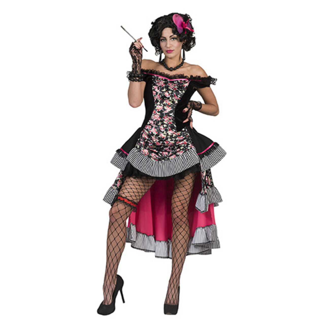 Op deze afbeelding zie je een Kostuums, van het merk Funny Fashion. Twee Vingers Bourbon Saloon Vrouw Kostuum