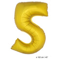 Riesen Zahlenballon 5 Aus Goldfolie 102cm (Ohne Füllung)