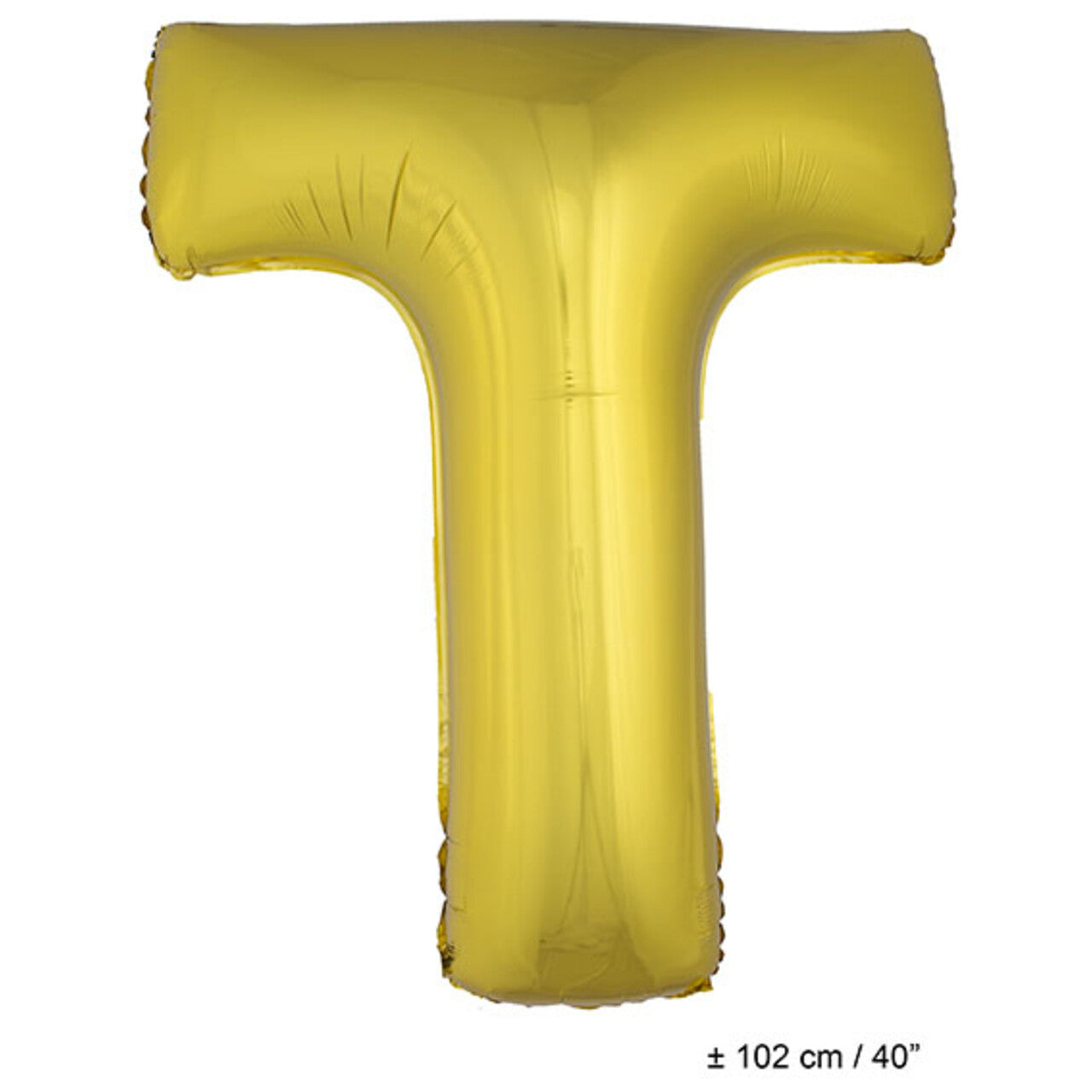 Op deze afbeelding zie je een Decoratie, van het merk Funny Fashion. Folie Ballon Letter T Goud XL 102cm (Leeg)