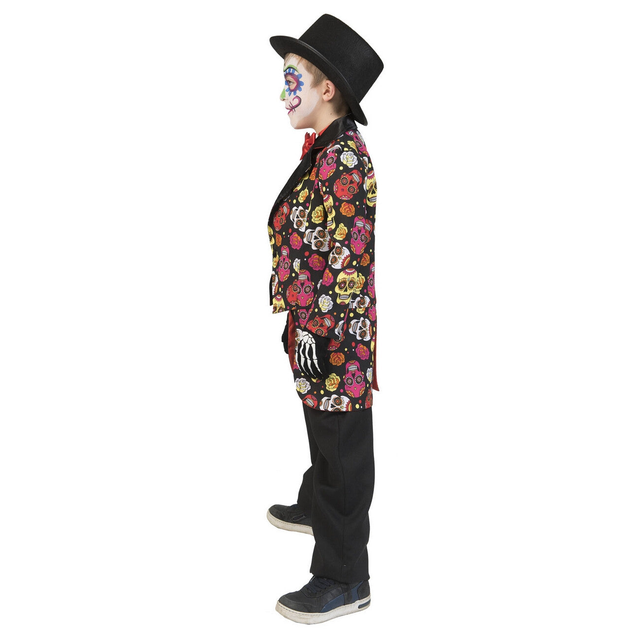 Op deze afbeelding zie je een Kostuums, van het merk Funny Fashion. Frackjas Vol Gekleurde Schedels Jongen