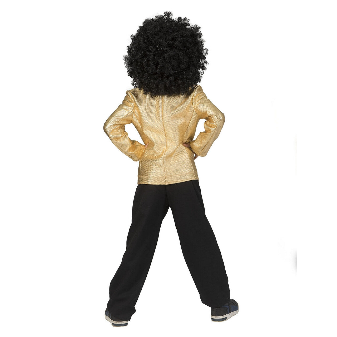 Op deze afbeelding zie je een Kostuums, van het merk Funny Fashion. Disco Fever Popster Jas Goud Kind