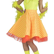 Op deze afbeelding zie je een Kostuums, van het merk Funny Fashion. Rockn Roll Rok Geel Oranje Blokjes Vrouw