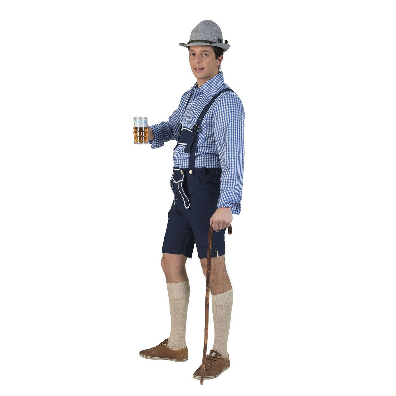 Op deze afbeelding zie je een Kostuums, van het merk Funny Fashion. Blauwe Korte Gunther Tirol Lederhosen Man