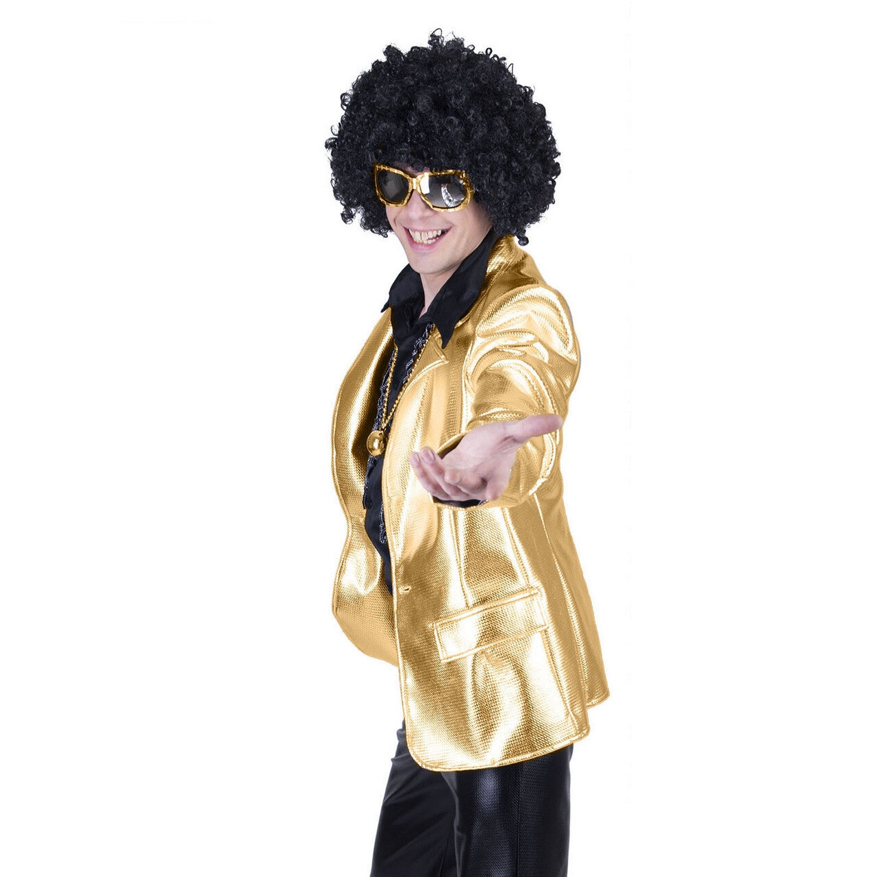 Op deze afbeelding zie je een Kostuums, van het merk Funny Fashion. Glanzend Goud Disco Godheid Colbert Man