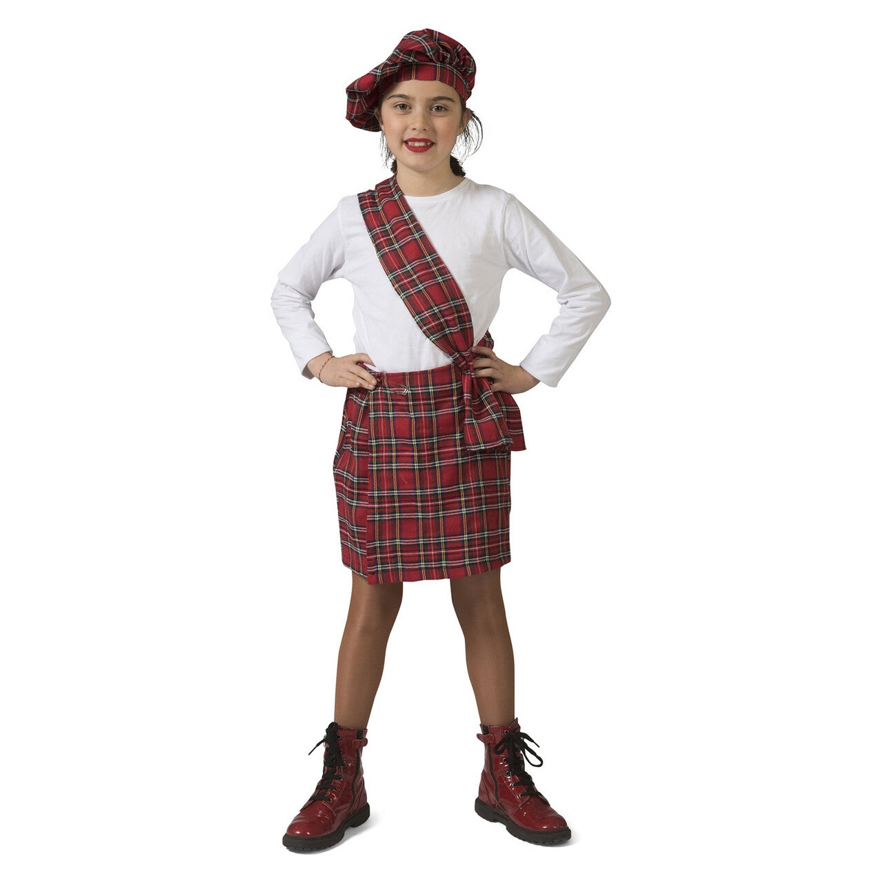 Op deze afbeelding zie je een Kostuums, van het merk Funny Fashion. Schotse Suzy Rood Tartan Meisje Kostuum