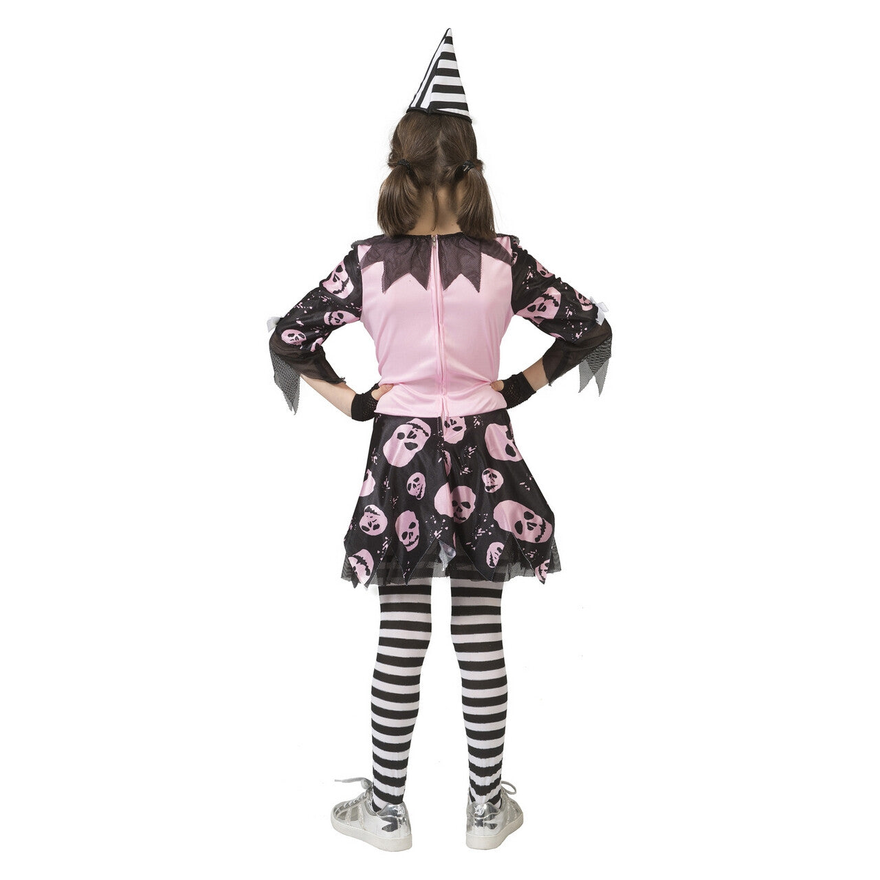 Op deze afbeelding zie je een Kostuums, van het merk Funny Fashion. Enge Clown Roze Schedels Meisje Kostuum