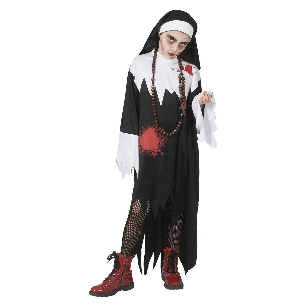 Op deze afbeelding zie je een Kostuums, van het merk Funny Fashion. Door De Duivel Bezeten Bloederige Non Meisje Kostuum
