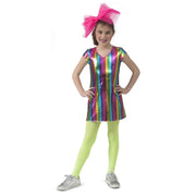 Op deze afbeelding zie je een Kostuums, van het merk Funny Fashion. Metallic Glanzende Regenboog Jaren 80 Meisje Kostuum