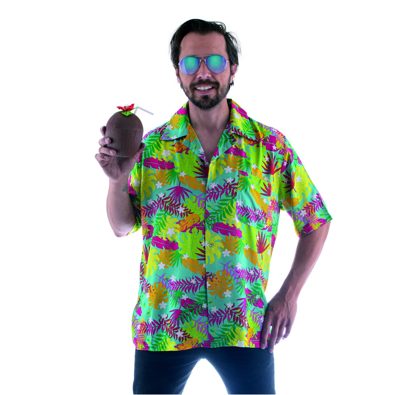 Op deze afbeelding zie je een Kostuums, van het merk Funny Fashion. Herkend Worden Aan De Veren Hawaii Shirt Man