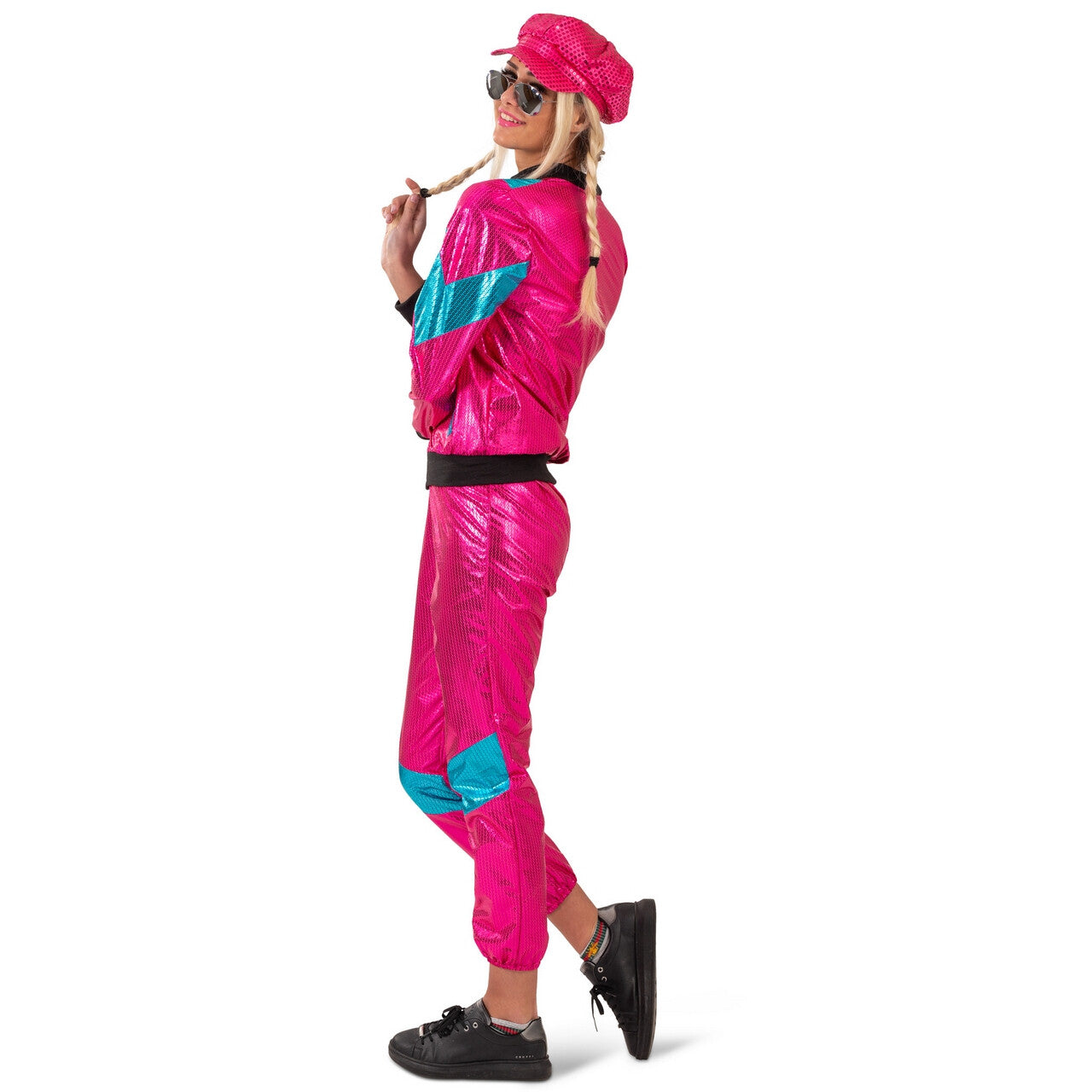 Op deze afbeelding zie je een Kostuums, van het merk Funny Fashion. Pink Fun Trainingspak Roxan Vrouw Kostuum