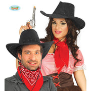 Op deze afbeelding zie je een Accessoires, van het merk Guirca. Zwarte Leren Cowboy Hoed Midden Westen