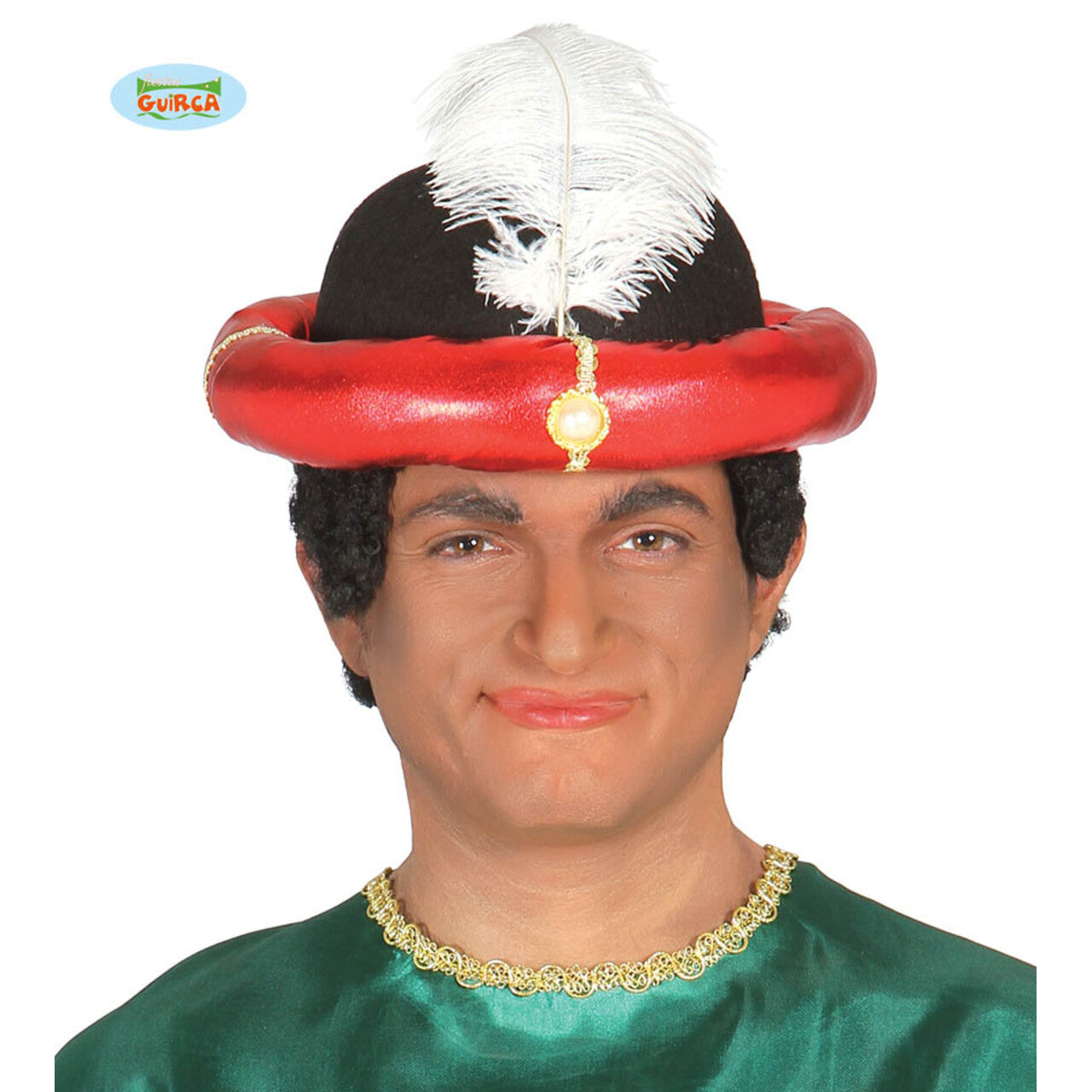 Op deze afbeelding zie je een Accessoires, van het merk Guirca. Rode Maharadja Tulband
