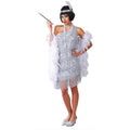 Stilvolle 20er Charleston Kleid Silber Damen